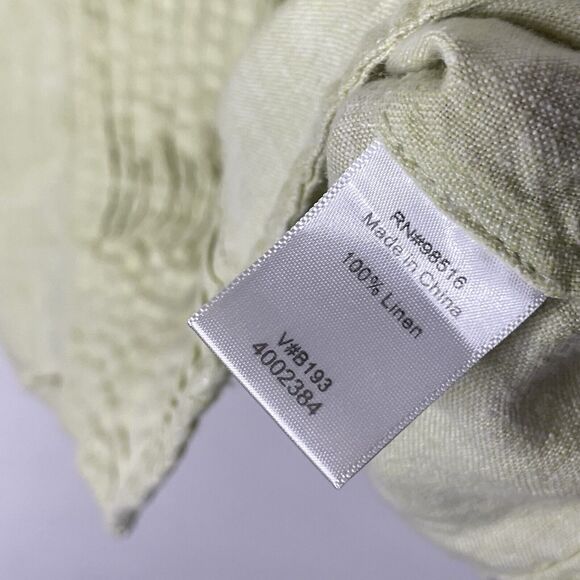 100% Linen Pintuck Zip Blouse Light Green PM Coastal Cottagecore Lagenlook - Picture 6 of 9